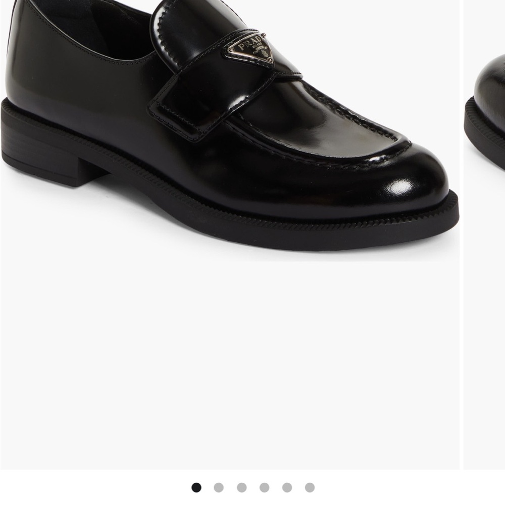 Prada Women’s triangle logo patent leather loafer